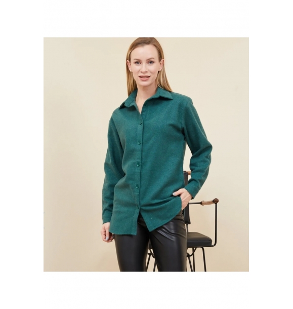 Daily Trend Темно-зеленая тканевая рубашка | Sumka