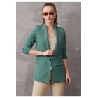 Стильный женский зеленый пиджак со сборками на рукавах | Sumka