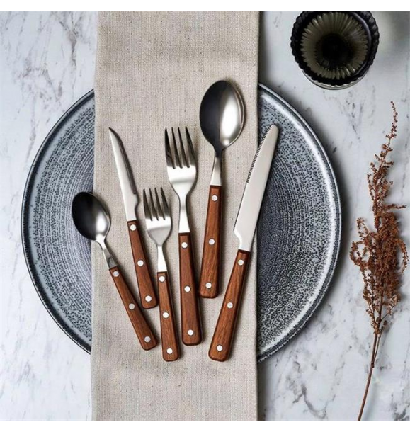 Набор обеденных вилок, ложек и ножей Porland Woodea, 18 предметов | Sumka