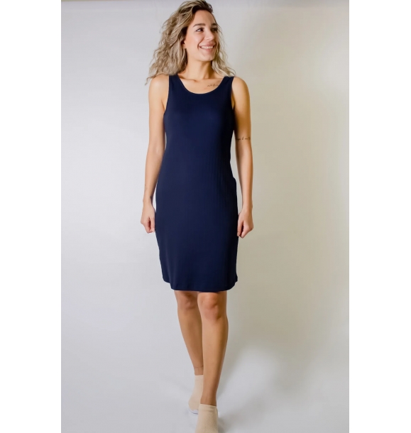 Женское темно-синее короткое платье без рукавов | Sumka