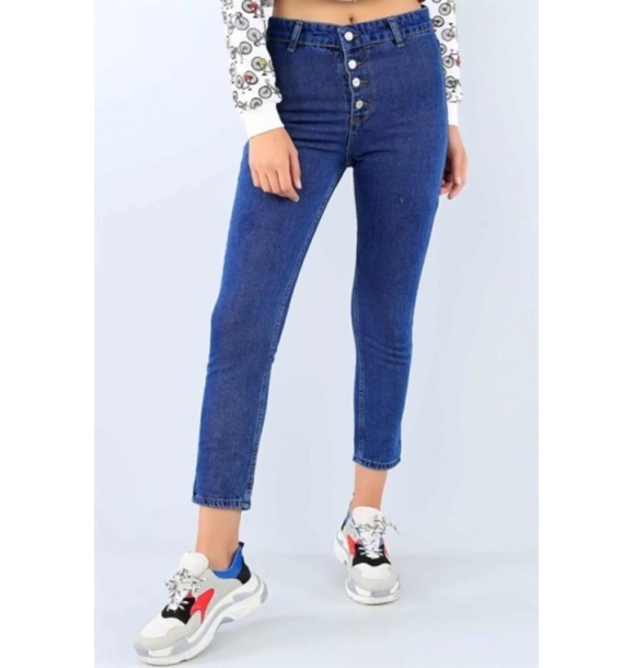 Женские синие джинсовые брюки с высокой талией | Sumka