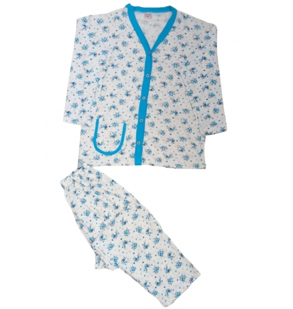 Пижамный комплект для мамы с цветочным узором и пуговицами спереди | Sumka