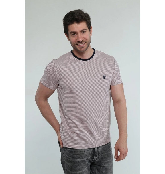 Розовые полосы — мужская базовая футболка из мерсеризованного хлопка | Sumka