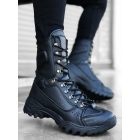 BA0605 Черные кожаные военные ботинки на шнуровке | Sumka
