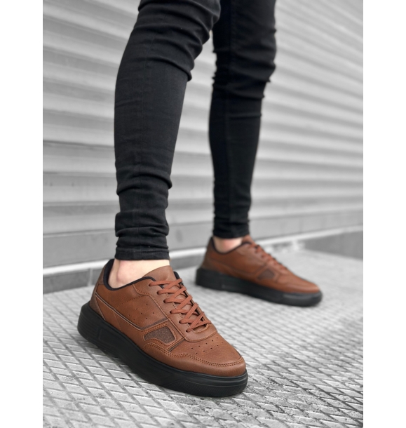 BA0221 BOA Светло-коричневые мужские туфли на толстой высокой подошве со шнуровкой | Sumka