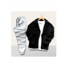 Унисекс черная плюшевая куртка и серые спортивные штаны комбинированные верх и низ. | Sumka