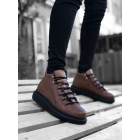 BA0312 Мужские спортивные ботинки на черной подошве со шнуровкой и высокой коричневой подошвой | Sumka