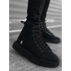BA0155 Мужские черные спортивные ботинки на высокой подошве со шнуровкой | Sumka