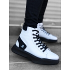 BA0155 Мужские спортивные ботинки на белой и черной подошве на высокой подошве со шнуровкой | Sumka