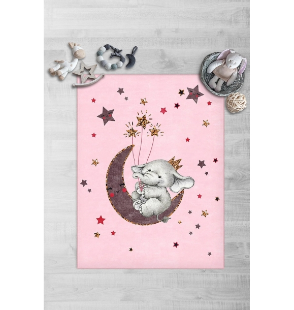 Милый игровой коврик «Розовая луна и принцесса-слон» | Sumka