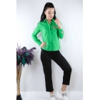 Модная льняная рубашка в полоску с камнем MC2301 Зеленая | Sumka