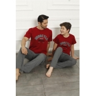 Модный красный семейный пижамный комплект с героями мультфильмов «Отец и сын» продается отдельно 50102 | Sumka
