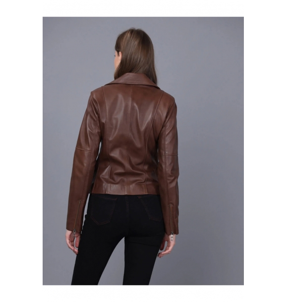 Женская коричневая кожаная куртка | Sumka