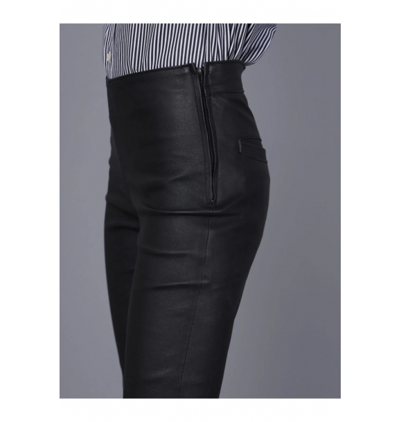 Женские брюки из натуральной кожи на молнии | Sumka