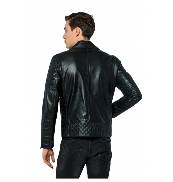Мужская байкерская куртка из натуральной кожи — 6735 | Sumka