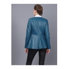 Женская кожаная куртка синего цвета Bm03 | Sumka