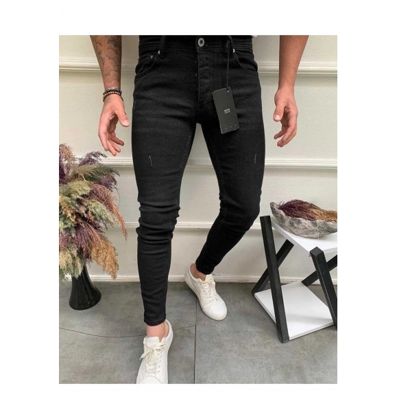 Черные мужские джинсовые брюки скинни из джинсовой лайкры с узким носком | Sumka