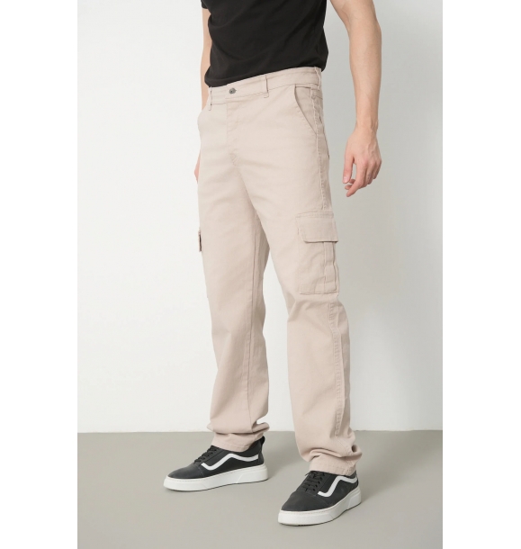 Кремовые мужские брюки из габардина, мешковатые брюки-карго, удобная форма, свободный крой | Sumka