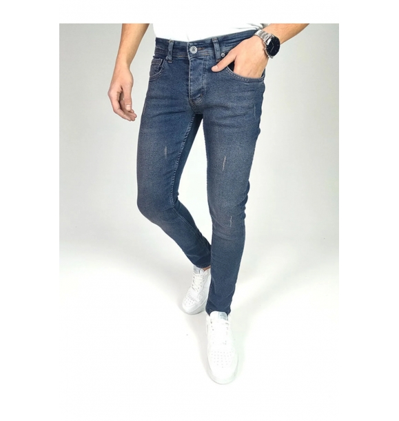 Мужские джинсы скинни из лайкры коричневого оттенка с синими язычками | Sumka