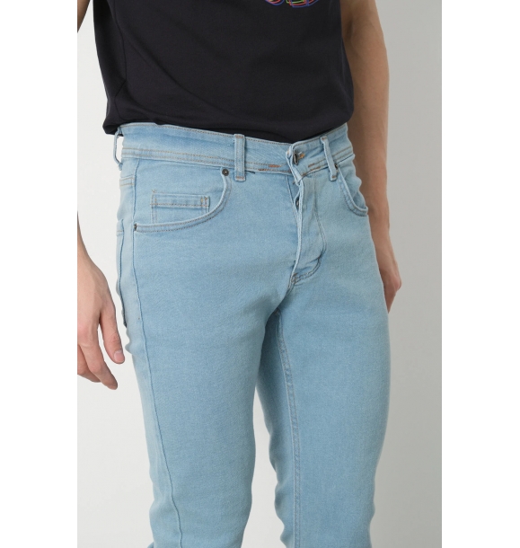 Голубые мужские джинсовые брюки скинни из джинсовой лайкры, не выцветают | Sumka