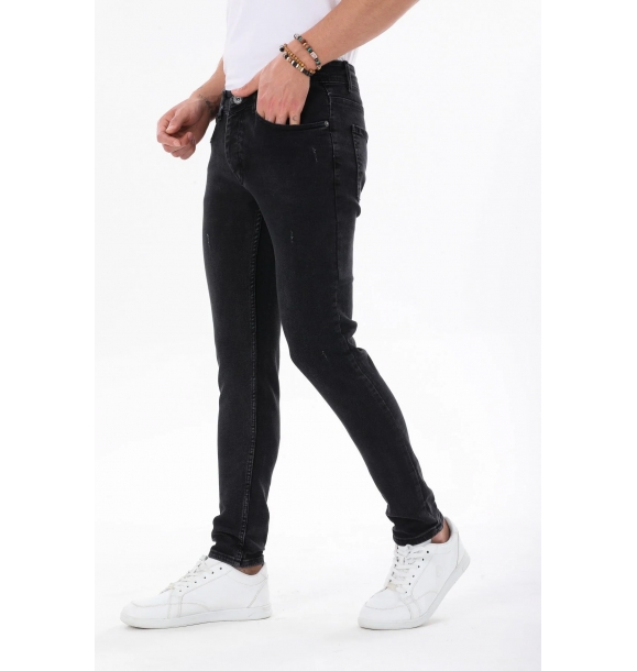 Мужские джинсовые брюки антрацитового кроя, джинсы скинни с узким носком из лайкры | Sumka