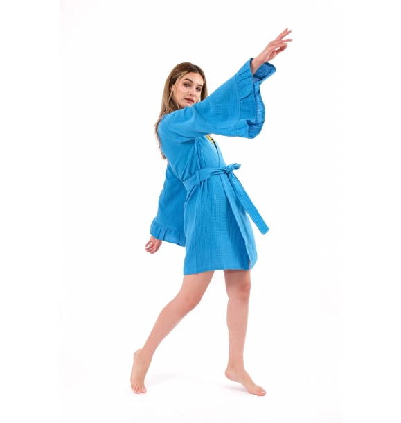 Пляжное платье-парео из муслина, кимоно с воланами, 100% хлопок | Sumka