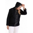 Женская черная джинсовая куртка большого размера с камнями | Sumka