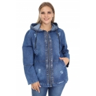 Джинсовая куртка каменно-синего размера большого размера | Sumka