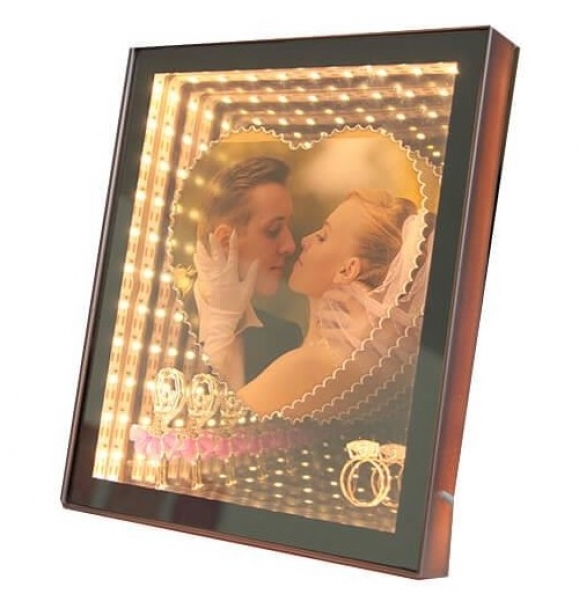 Зеркало с рамкой с LED-подсветкой и рамка для фотографий с освещением LED в форме сердца. | Sumka