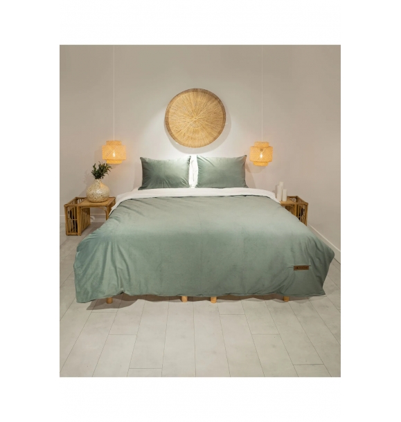 Линда зеленый бархатный комплект постельного белья для двоих 200x220 с 4 подушками 5009 | Sumka