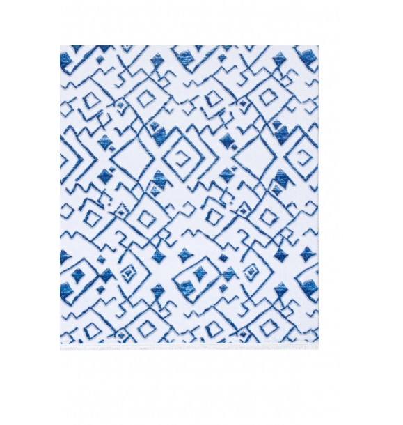 Плюшевый ковер Maze Flux с синим рисунком 7451 | Sumka