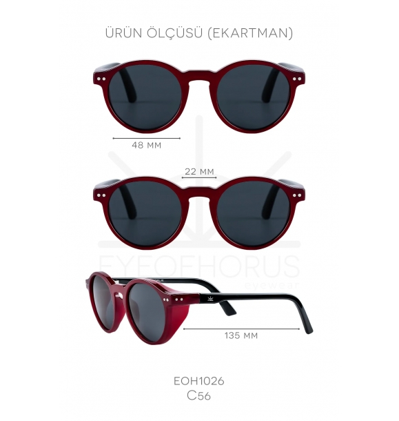 EOH1026 C56 ярко-бордовые унисекс солнцезащитные очки. | Sumka
