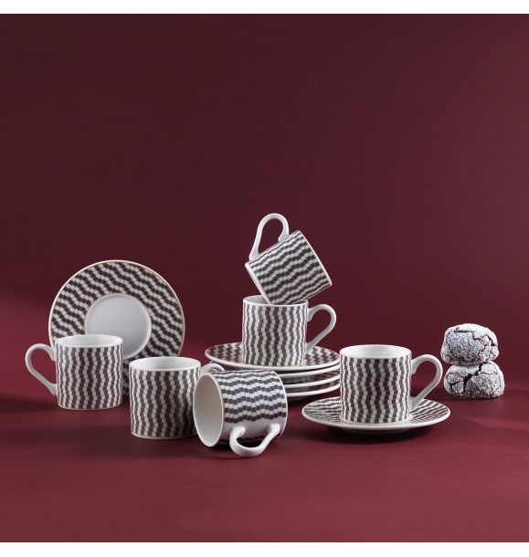 Шафер Фан 6-ти персонный набор кофейных чашек - 12 предметов - серый. | Sumka