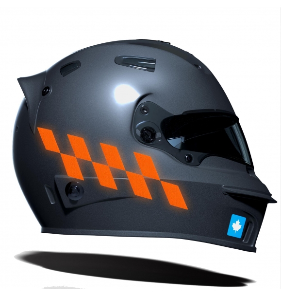 Набор наклеек на мотоциклетный шлем флуоресцентного оранжевого цвета в клетку Çınar Extreme | Sumka