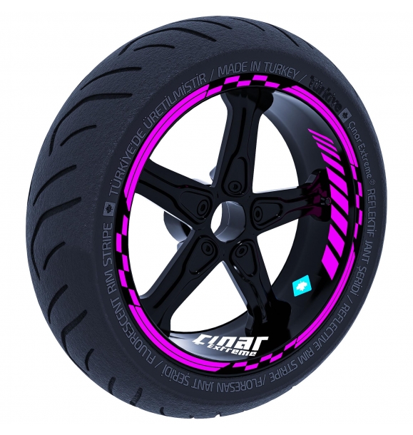 Розовая полоса на внутренней и внешней сторонах колеса Moto GP, наклейка команды Çınar Extreme. | Sumka