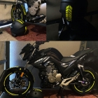 Мотоциклист 4-х штучный набор наклеек Флуоресцентно-желтый внутренний и внешний ободок, шлем и крыло Чинар Экстрим. | Sumka