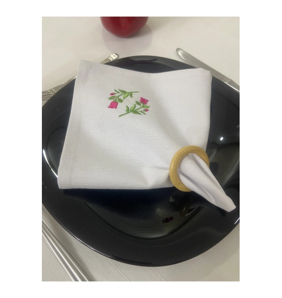 Салфетка для сервировки с вышивкой цветов из льна, 6 штук, 35 см x 35 см. | Sumka
