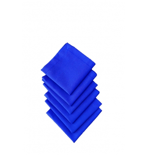 Сервировочный набор из 12 салфеток из ткани синего цвета Saks, 100% нано-лен. | Sumka