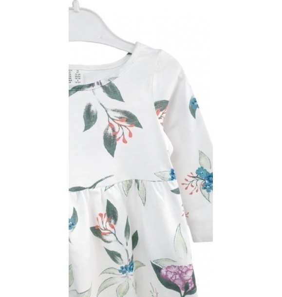 Сезонное платье из чесаного хлопка с длинными рукавами и цветочным принтом для девочек | Sumka