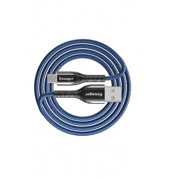 Оплетка кабеля Essager из органического волокна с светодиодной подсветкой и цинковым сплавом типа C. | Sumka