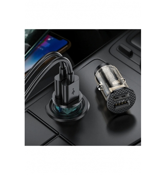 KUULAA 3.4A 17W Быстрая зарядка Прозрачный мини-двойной USB автомобильный зарядный адаптер | Sumka