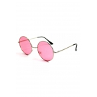Круглые стеклянные розовые очки в стиле Хиппи с серебряной оправой, похожие на те, что носил Джон Леннон. | Sumka