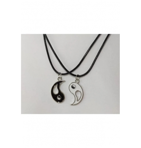 Двойное Йин-Янг, лучшие друзья, металлическое искусственная кожа ожерелье с шнурком. | Sumka