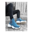 Ба0444 Безшнуровые комфортные высокие синие мужские спортивные полуботинки. | Sumka