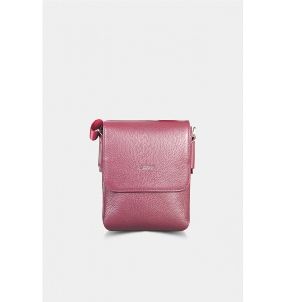 Кожаная сумка с множеством отделений на плечо цвета бордо. | Sumka