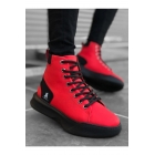 Ba0155 Мужские красные спортивные ботинки с высокой подошвой на шнурках. | Sumka