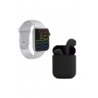 Премиум набор Hw12 с полноэкранными умными часами, черными, с Bluetooth-наушниками I12 Inpods. | Sumka