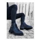 Ботинки для мужчин черного цвета с классическим спортивным дизайном, с узором, шнуровкой, молнией и пряжкой на половину голени. | Sumka