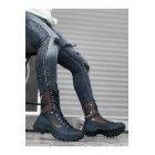 Ba0605 Черные военные ботинки с камуфляжным узором и шнуровкой. | Sumka