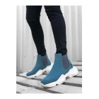 Ба0444 Безшнуровые комфортные высокие синие мужские спортивные полуботинки. | Sumka